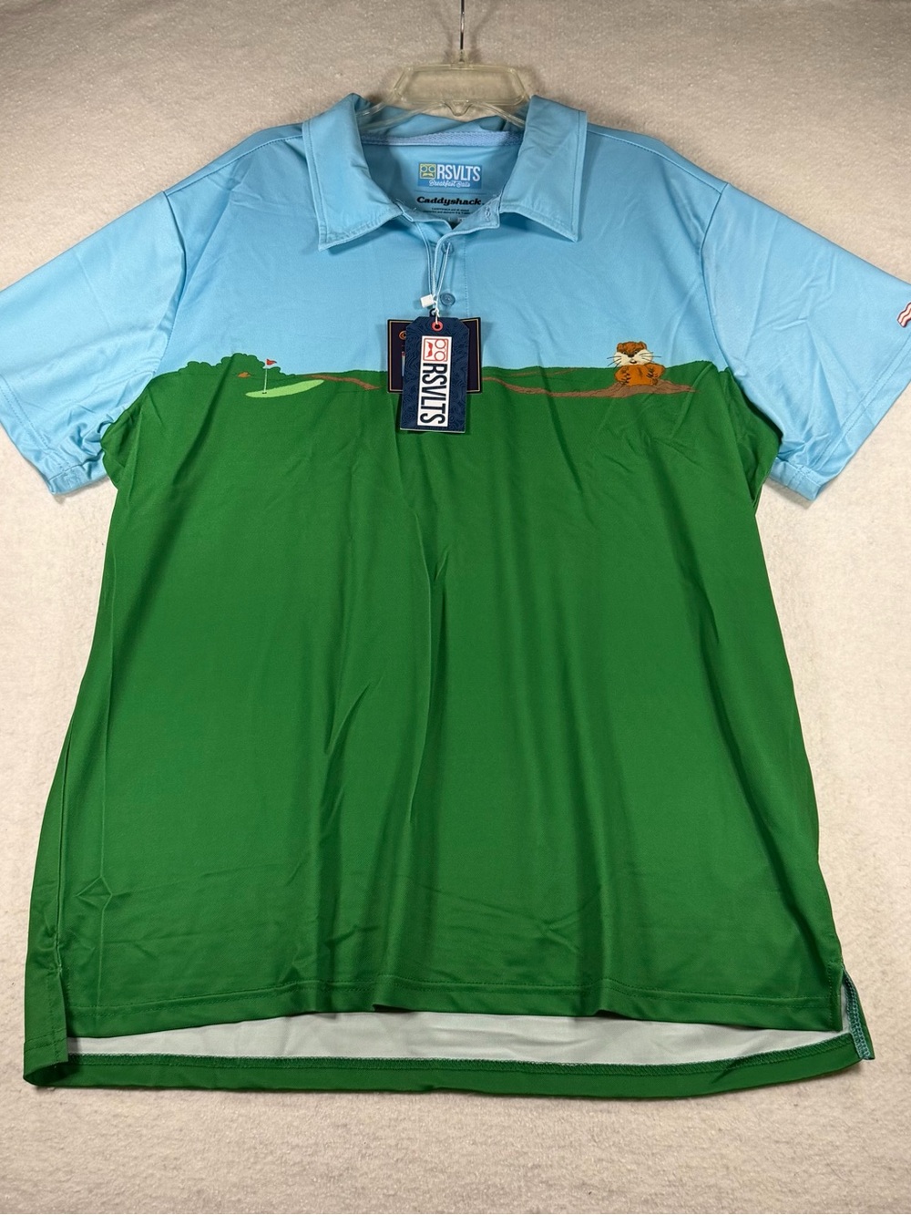 RSVLTS Caddyshack Breakfast Balls Gopher Half Sleeve Polo Shirt Men’s Size XL